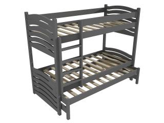 Patrová postel s výsuvnou přistýlkou PPV 021 Barva-3: barva šedá, Prostor mezi lůžky: 90 cm, Rozměr: 80 x 190 cm