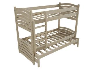 Patrová postel s výsuvnou přistýlkou PPV 021 Barva-3: surové dřevo, Prostor mezi lůžky: 100 cm, Rozměr: 80 x 180 cm