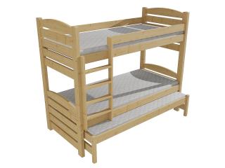 Patrová postel s výsuvnou přistýlkou PPV 022 Barva-3: moření olše, Prostor mezi lůžky: 80 cm, Rozměr: 80 x 180 cm