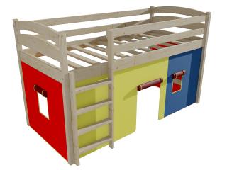 Patrová zvýšená postel ZP 001 Barva-3: surové dřevo, Rozměr: 80 x 190 cm