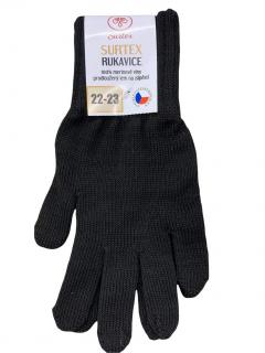 Surtex 100% merino rukavice černé černá, 20-21 větší dospělá ruka