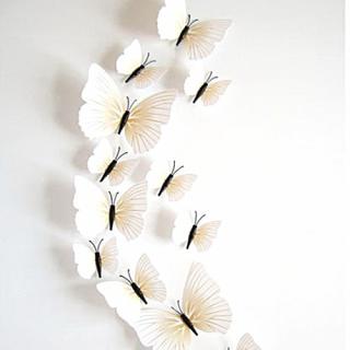 3D motýlci  EMANUEL  - bílí 12 ks