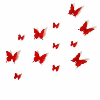 3D motýlci  EMANUEL  - červení 12 ks
