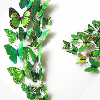 3D motýlci  EMANUEL  - zelení 12 ks