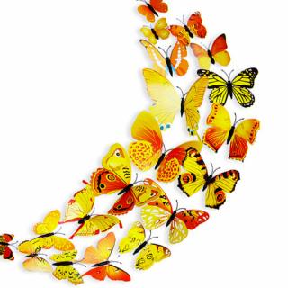 3D motýlci  EMANUEL  - žlutí 12 ks