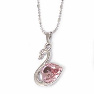 Labuť Rose - náhrdelník Swarovski  «F»