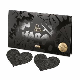 Bijoux Indiscrets Flash-ozdoby na bradavky-srdce černé 2 ks