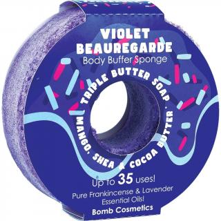 Bomb cosmetics Sprchová masážní houba Violet Beauregarde Donut s levandulí a bambuckým máslem 165 g
