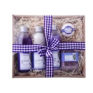 BOTANICO Dárková sada Levandule Koupelová sůl 200 g, šampon/balzám 200 ml, sprchový gel 200 ml, balistik do koupele 50 g, glycerínové mýdlo 200 g 5 ks