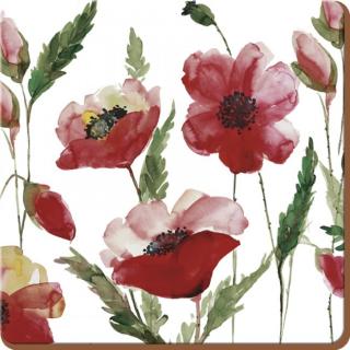 Creative Tops Korkové podložky pod hrníčky Watercolour Poppies 10,5x10,5, 6 ks