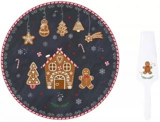 Easy Life Dortový talíř s dortovou lžící Gingerbread 32 × 32 cm 2 ks