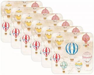 Easy Life Korkové podložky Air Balloons 10,5×10,5 cm 6 ks