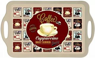 Easy Life Plastový servírovací tác Vintage Coffee velký 48 × 29.5 cm