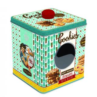 Easy Life Plechová dóza na bonbóny Cookies tyrkysová 13x13x14,5 cm