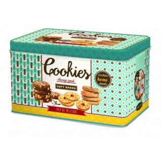 Easy Life Plechová dóza na sušenky Cookies tyrkysová  22x14x13 cm