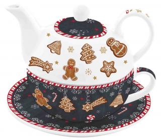 Easy Life Porcelánová konvička s hrnkem Gingerbread  350 ml