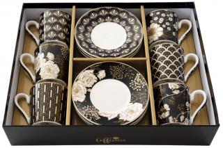 Easy Life Porcelánové šálky a podšálky na kávu Art Deco & Flowers 6x100 ml 6 ks