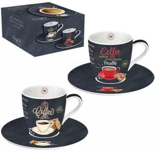 Easy Life Porcelánové šálky a podšálky na kávu It´s Coffee Time 2x90 ml