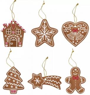 Easy Life Porcelánové vánoční ozdoby Gingerbread 6 ks