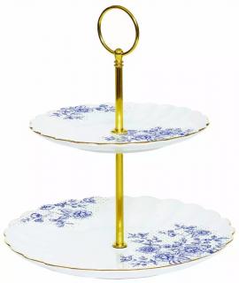 Easy Life Porcelánový etažér Blue Peonies v dárkové krabičce ø16 a ø21 cm