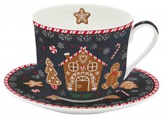 Easy Life Porcelánový hrnek s podšálkem Gingerbread 400 ml