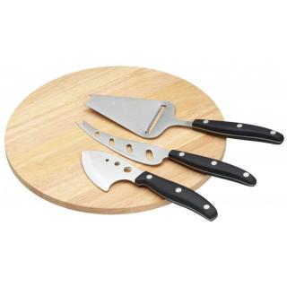 Kitchen Craft Dřevěné prkénko na sýr s noži 25x25 cm