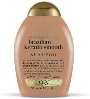 OGX Brazilian Keratin Smooth Uhlazující šampon pro lesk a hebkost vlasů 385 ml