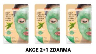 Purederm Čisticí okysličující O2 bublinková maska s výtažkem ze zeleného čaje AKCE 2+1 ZDARMA 3 ks