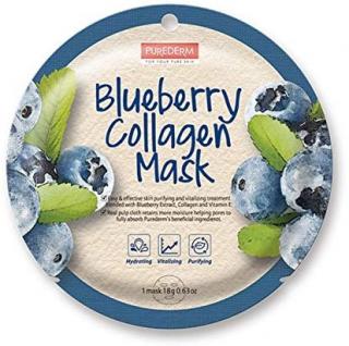 Purederm Textilní kolagenová pleťová maska s výtažky z borůvek 18 g