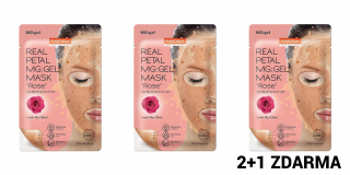 Purederm Textilní LIFTINGOVÁ pleťová maska MG gel s pravými lístky z růží 2+1 ZDARMA 3 ks