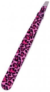 Standelli Professional Designová pinzeta šikmý hrot růžový leopard
