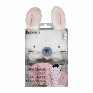 Standelli professional Kosmetická čelenka Zajíček + čisticí exfoliační houbička 2 ks
