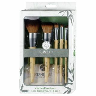 Standelli professional Kosmetický set luxusních štětců na make up z přírodního bambusu + pytlíček zdarma 6 ks