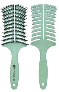 Standelli professional Velký rozčesávací kartáč na vlasy s kančími štětinami zelený 25 mm