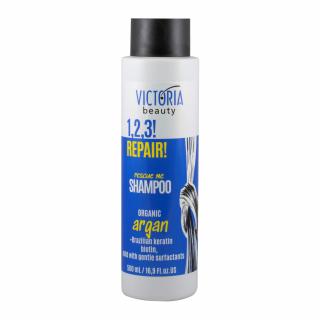 Victoria Beauty 1,2,3 Repair Regenerační šampón pro poškozené vlasy s brazilským keratinem 500 ml
