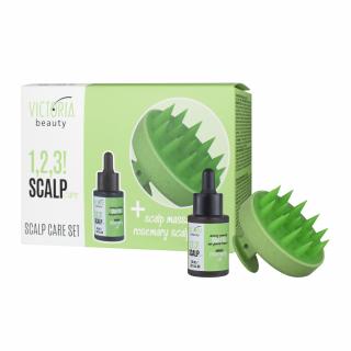 Victoria beauty 1,2,3 Scalp Care Set vlasového séra s rozmarýnem a masážního hřebene na pokožku hlavy 2 ks