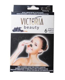 Victoria Beauty Čisticí pásky na nos s aktivním uhlím, 6 ks