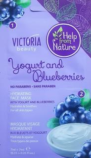 Victoria Beauty Help from nature Hydratační pleťová maska s jogurtem a borůvkami 2x7 ml