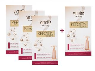 Victoria Beauty KERATIN Therapy Ampule pro posílení vlasů, AKCE 3+1 ZDARMA, 3x5 x10 ml