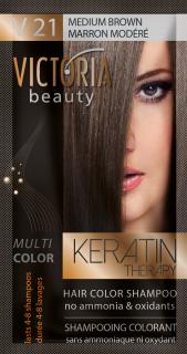 Victoria Beauty Keratin Therapy Tónovací šampon na vlasy V 21, Medium brown, 4-8 umytí