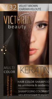 Victoria Beauty Keratin Therapy Tónovací šampon na vlasy V 32, Velvet brown, 4-8 umytí