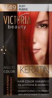 Victoria Beauty Keratin Therapy Tónovací šampon na vlasy V 49, Ruby, 4-8 umytí