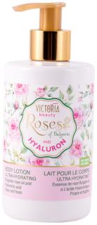 Victoria Beauty Roses and Hyaluron Tělové mléko s růžovým olejem a kyselinou hyaluronovou, 250 ml