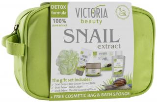 Victoria Beauty Snail Extract Dárkový set Pleťový krém 50 ml micelární voda 100 ml krém na ruce 50 ml masážní houba  a kosmetická taštička zdarma, 5…