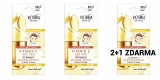 Victoria beauty Vegan Vitamin C AGE PRO SOS Rozjasňující textilní maska s vitamínem C AKCE 2+1 ZDARMA 3 ks