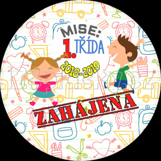 Placka DĚTI MISE: ZAHÁJENA 2024 - 2025 Typ placky: Placka špendlík 56 mm, Varianta placky: Mise: vaše pojmenování třídy např. 3.A (uveďte do poznámky…