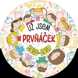 Placka UŽ JSEM PRVŇÁČEK 2023 - 2024 Typ placky: Placka špendlík 56 mm