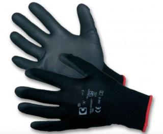 Pracovní rukavice nylonové černé máčené Velikost číselná: 10