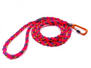 NA ZAKÁZKU Vodítko paracord 200 cm nepřepínací s uchem  duralové šroubovací oranžové karabiny | pro psy do cca 40kg/50kg/100 kg (dle karabiny)…