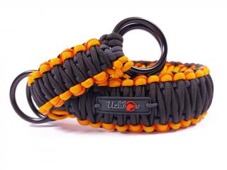 Stahovací obojek paracord HARVEY BLACK oranžový  šířka 3 nebo 4 cm | černé dvojité kroužky šířka: 4 cm, obvod hlavy (velikost nelze měnit): 47 cm,…